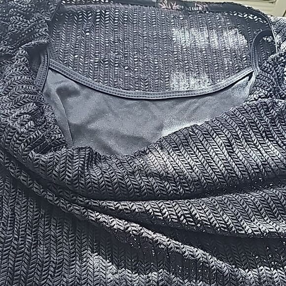 Black cowl neck open weave pullover top size small - Picture 7 of 10